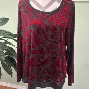 Simply Vera Vera Wang Red and Black Patterned Blouse